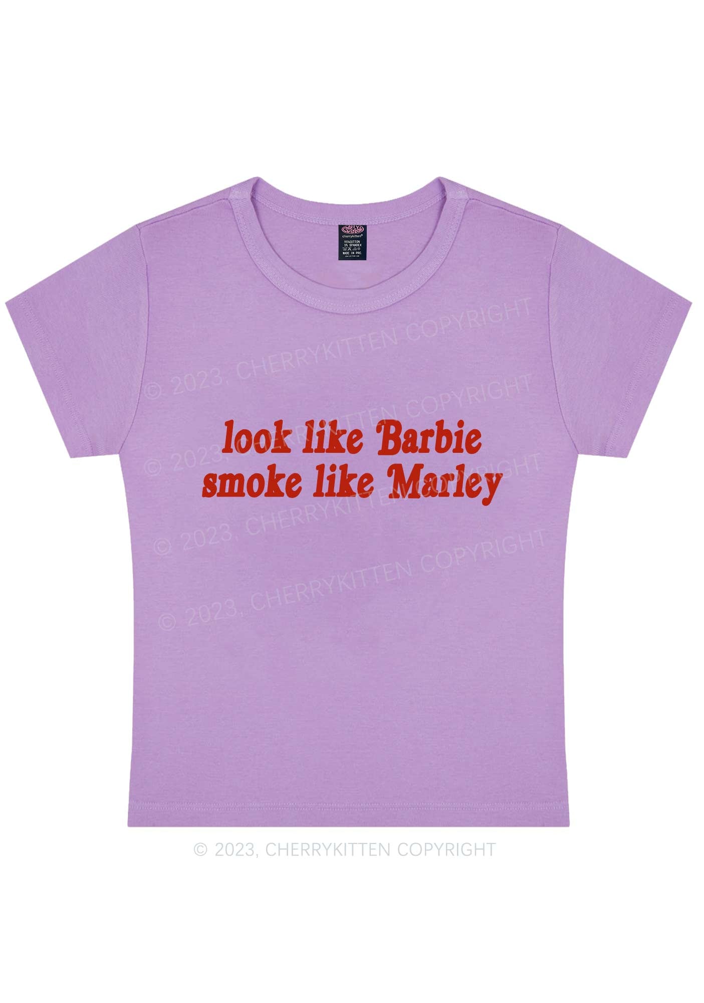 Curvy Smoke Like Marley Y2K Baby Tee Cherrykitten