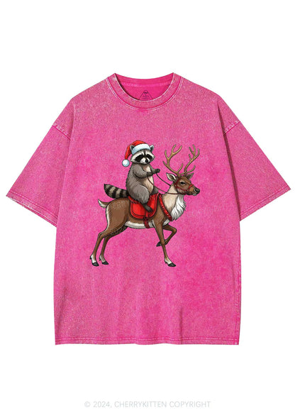 Christmas Feral Raccoon Y2K Washed Tee Cherrykitten