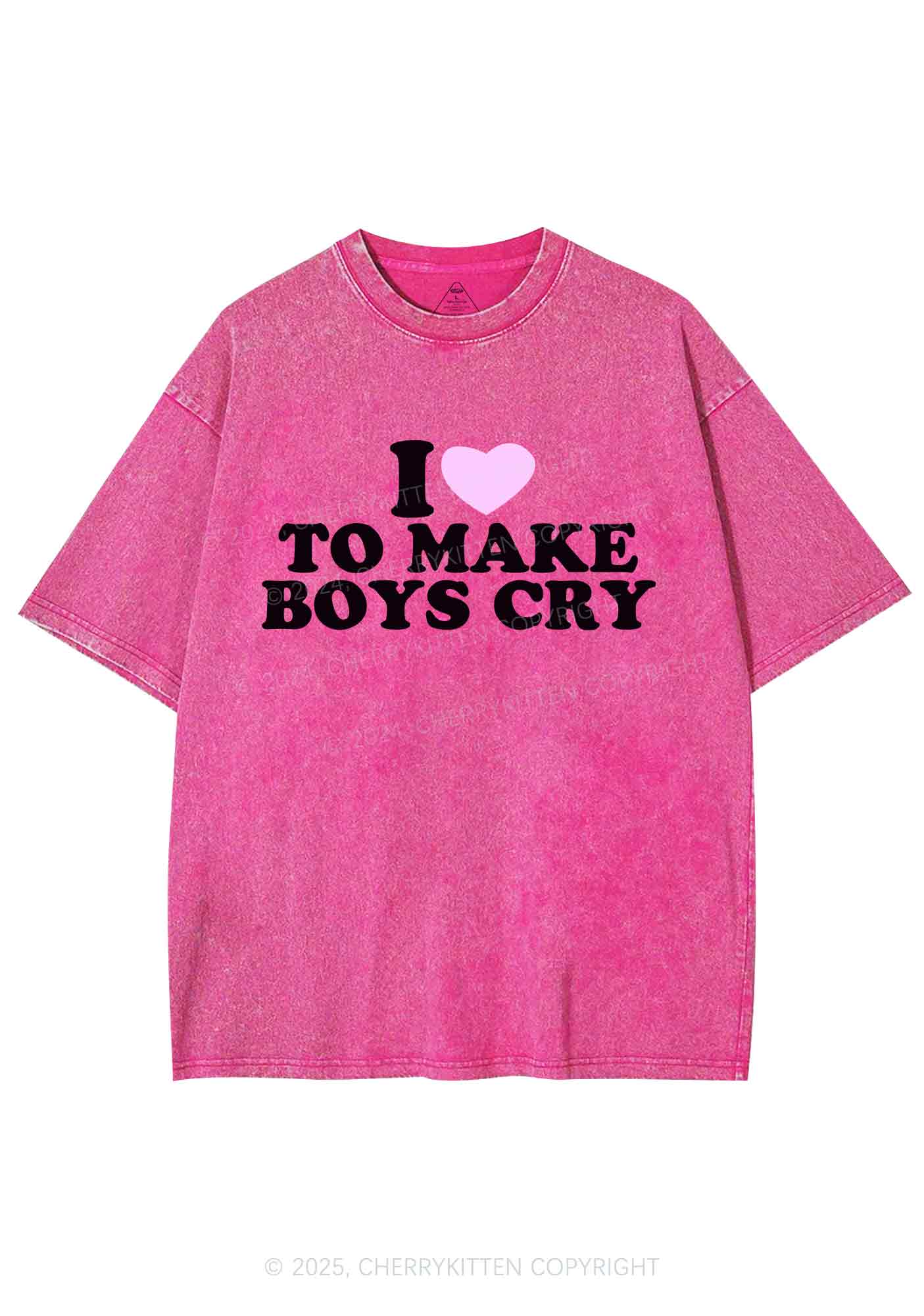 Love To Make Boys Cry Y2K Washed Tee Cherrykitten