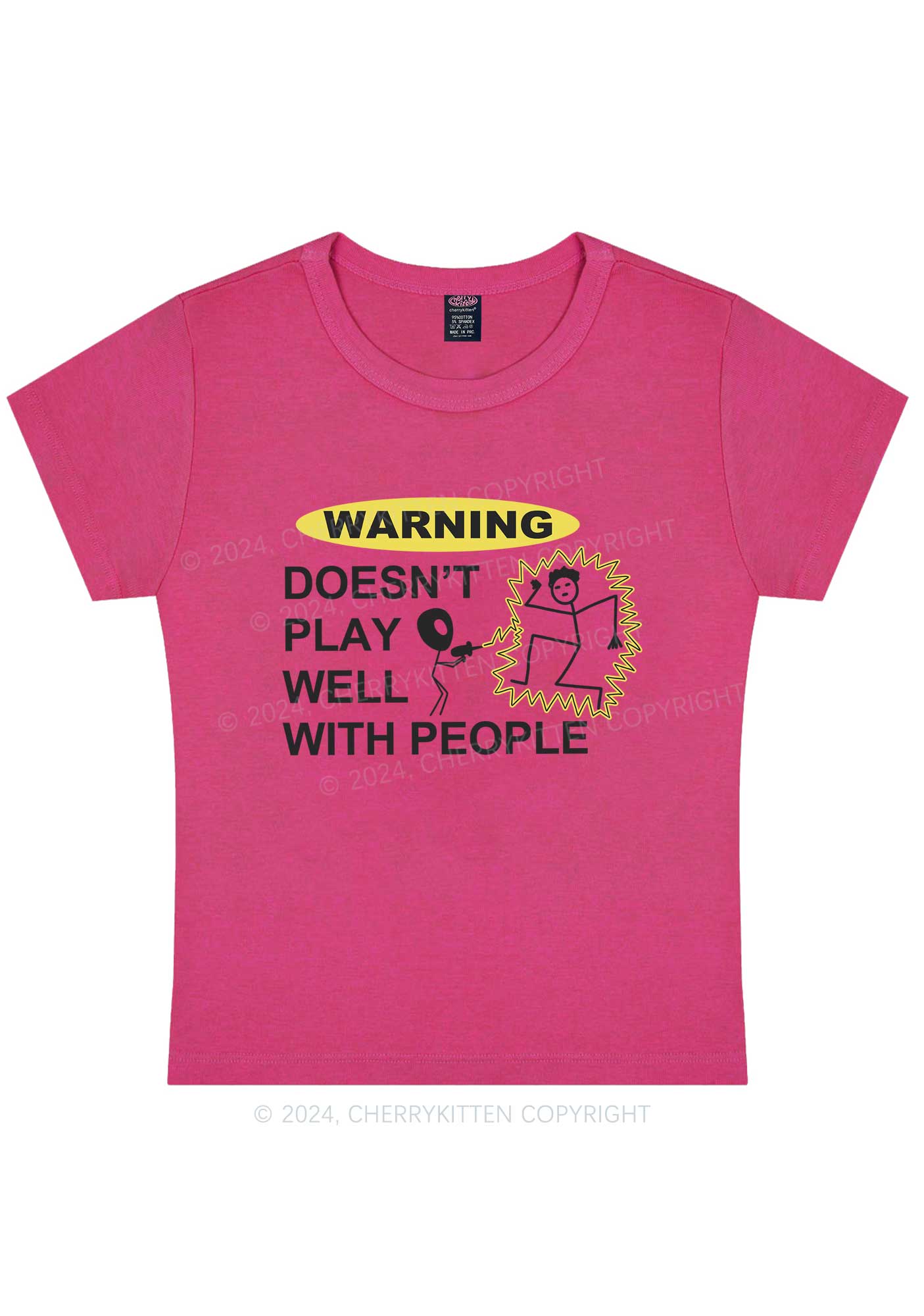 Play Warning Y2K Baby Tee Cherrykitten