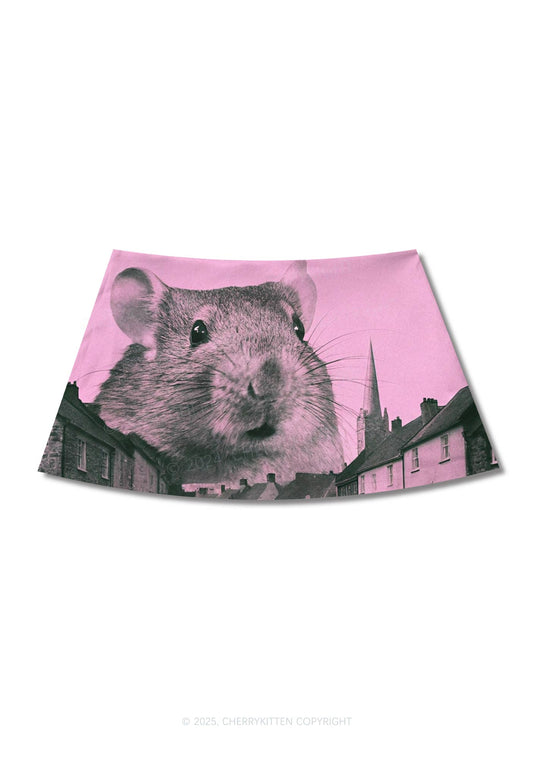 Rat Street Y2K Print Mini Skirt Cherrykitten