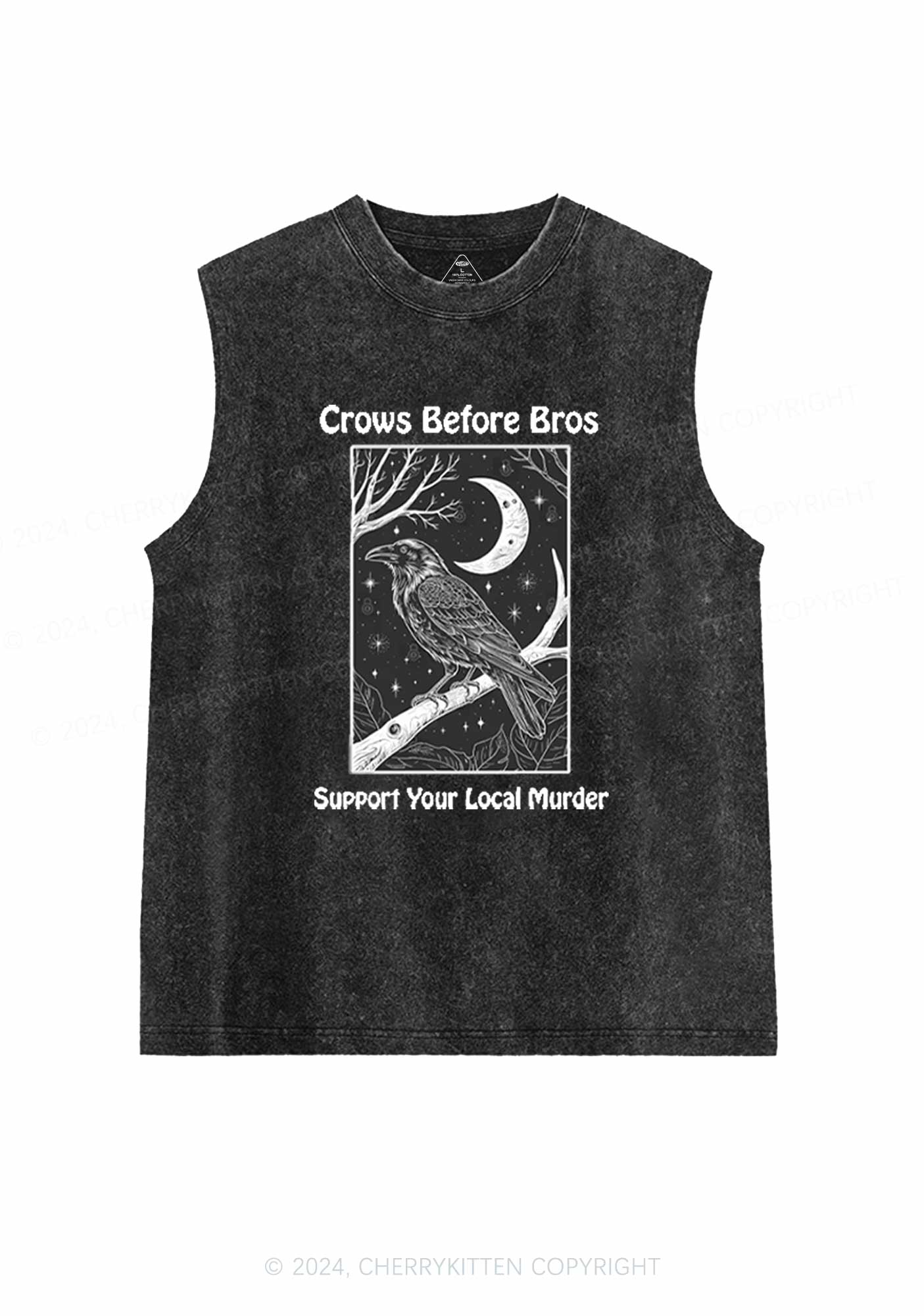 Halloween Crows Murder Y2K Washed Tank Cherrykitten