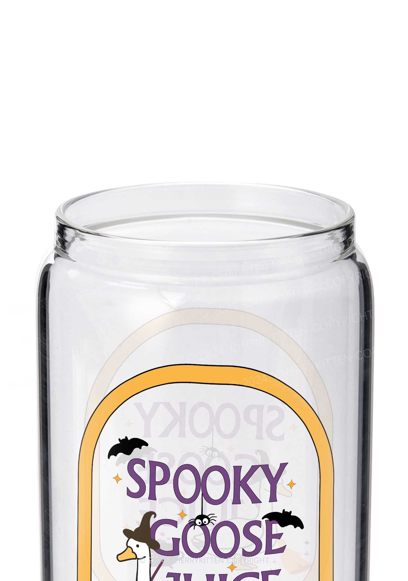 Halloween Spooky Goose Juice Y2K Printed Glass Cup Cherrykitten