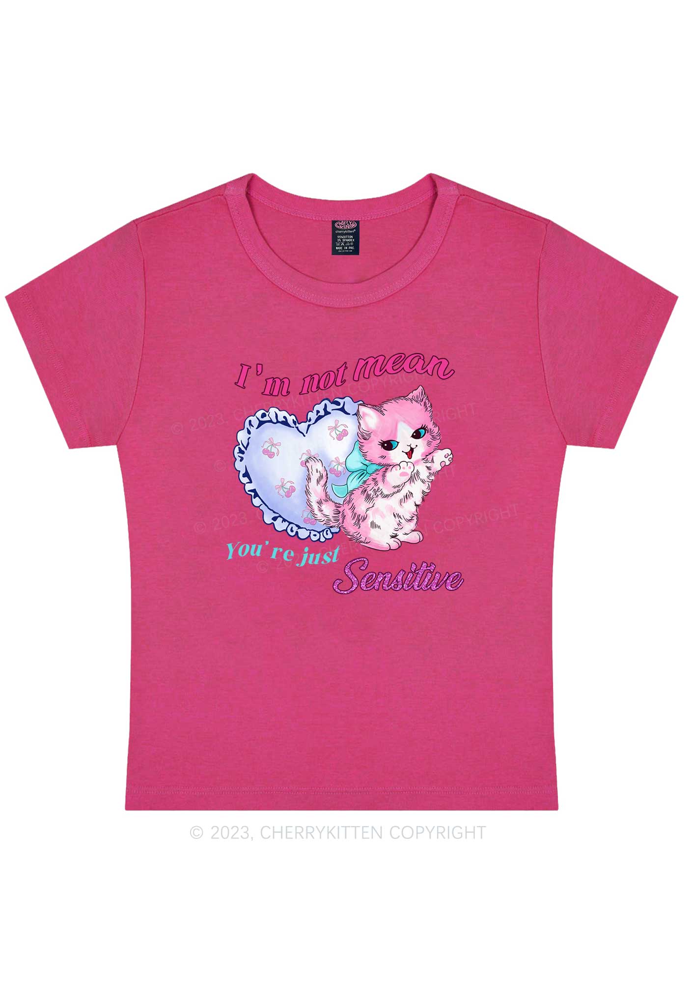 Curvy I'm Not Mean Y2K Baby Tee Cherrykitten