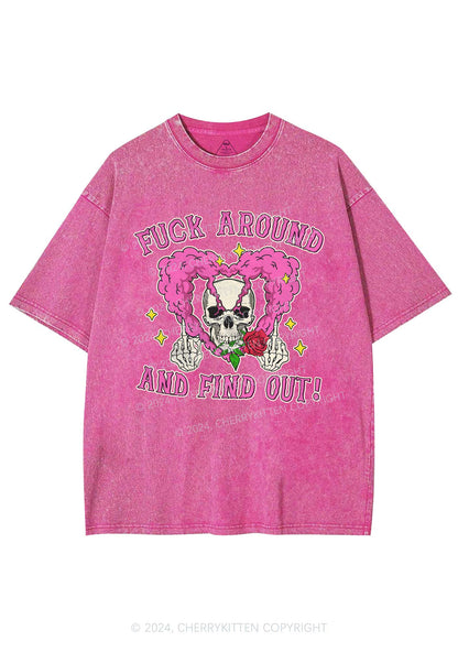 Halloween Fxxk Around Y2K Washed Tee Cherrykitten