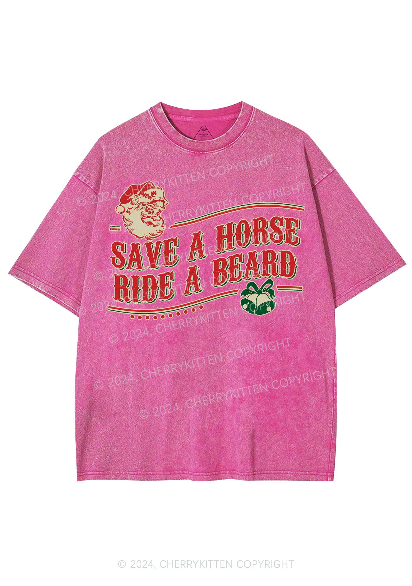 Christmas Ride Beard Y2K Washed Tee Cherrykitten