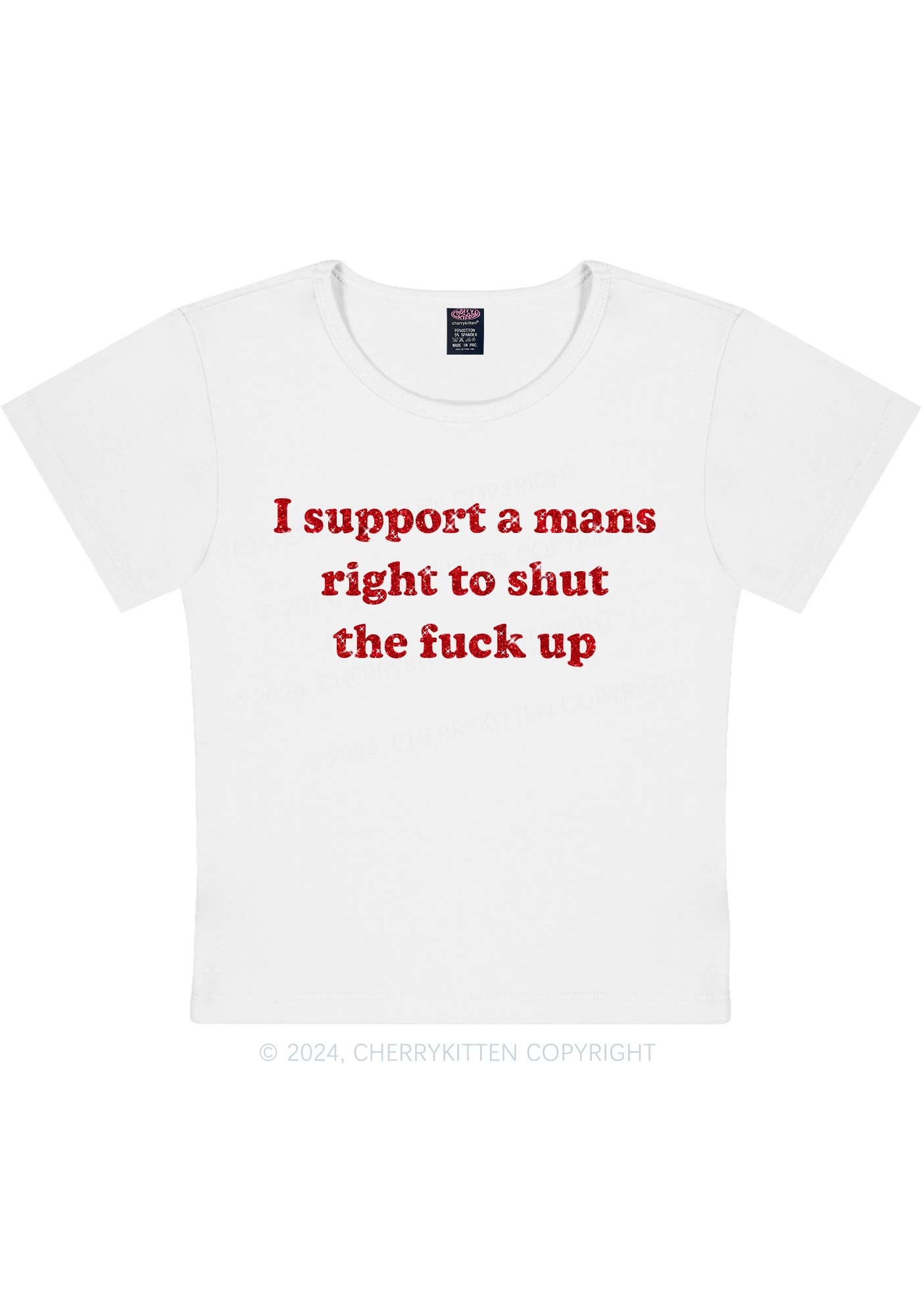 Glitter I Support A Mans Right Y2K Baby Tee Cherrykitten