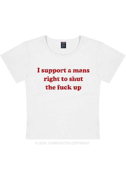 Glitter I Support A Mans Right Y2K Baby Tee Cherrykitten