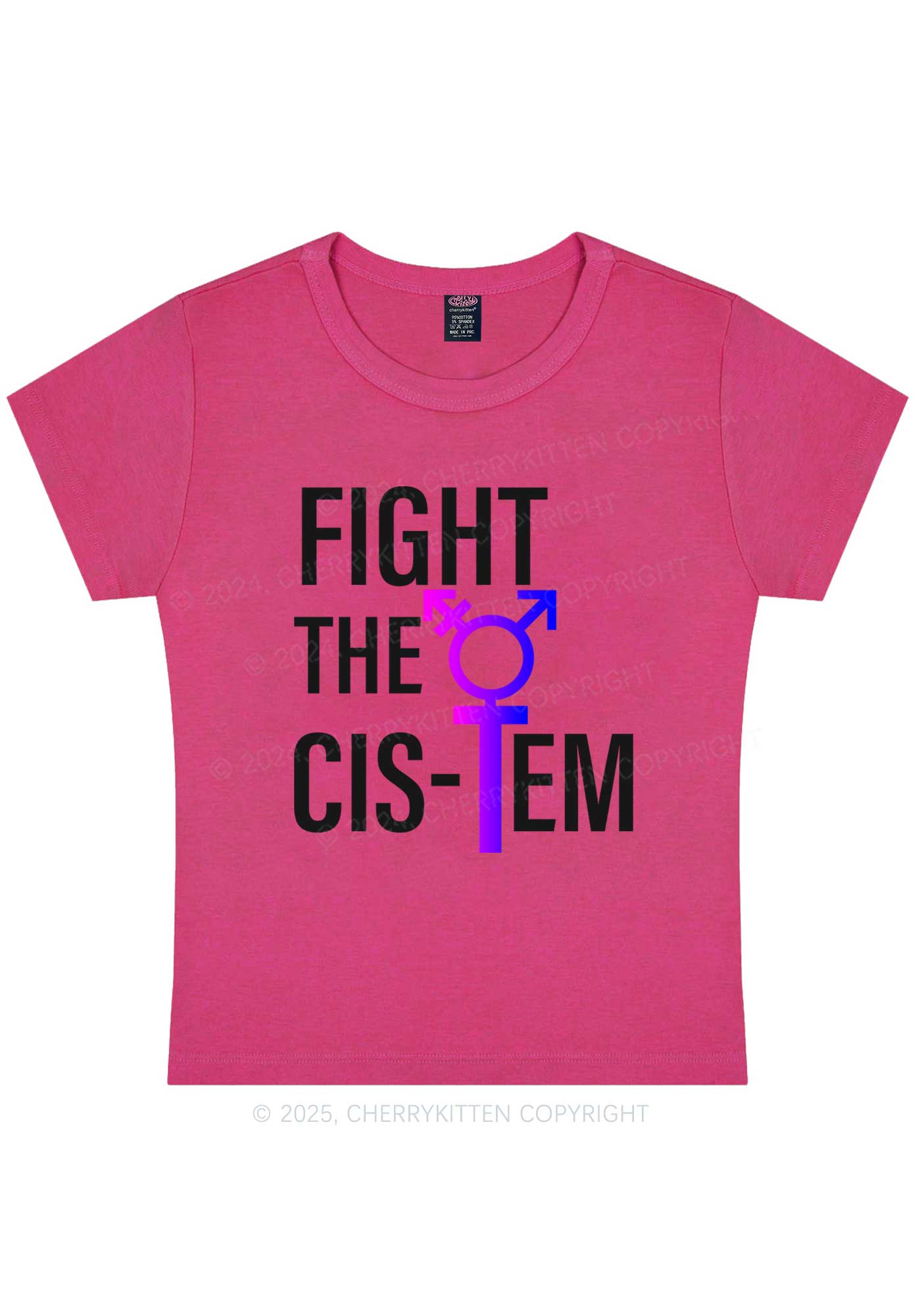 Fight The Cistem Y2K Baby Tee Cherrykitten