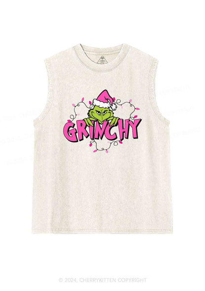 Christmas Pink Lights Y2K Washed Tank Cherrykitten