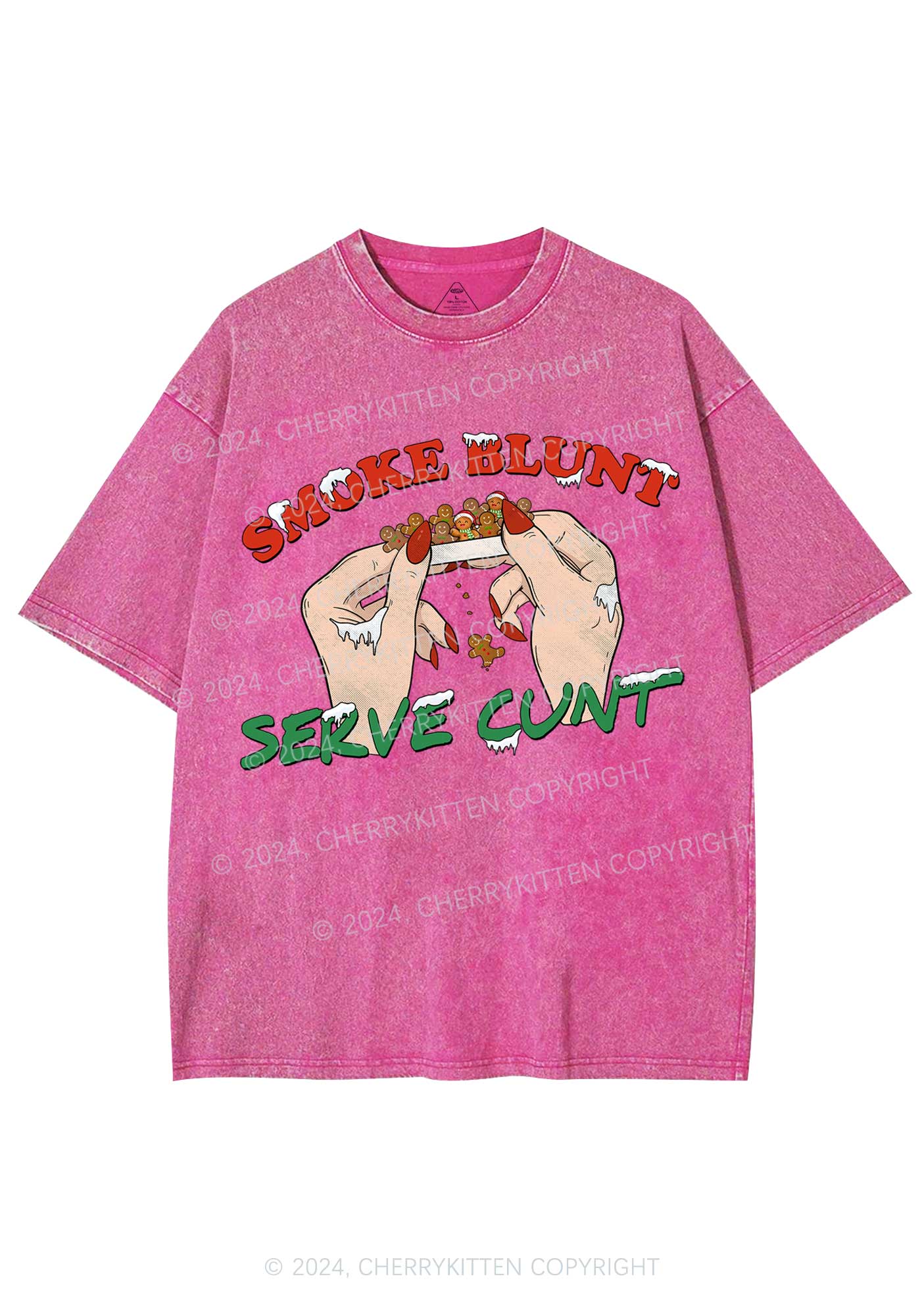 Christmas Smoke Blunt Y2K Washed Tee Cherrykitten