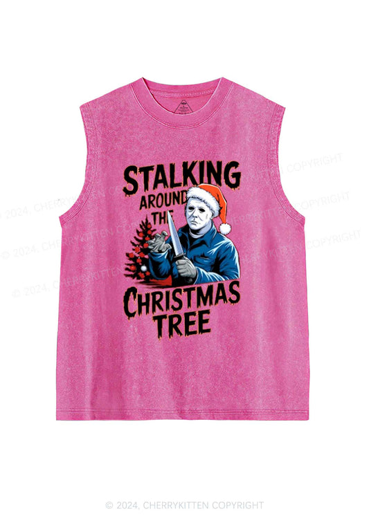 Stalking Around Christmas Tree Y2K Washed Tank Cherrykitten