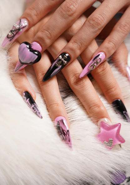 Gothic Star Heart Y2K 10pcs Press On Nails Cherrykitten