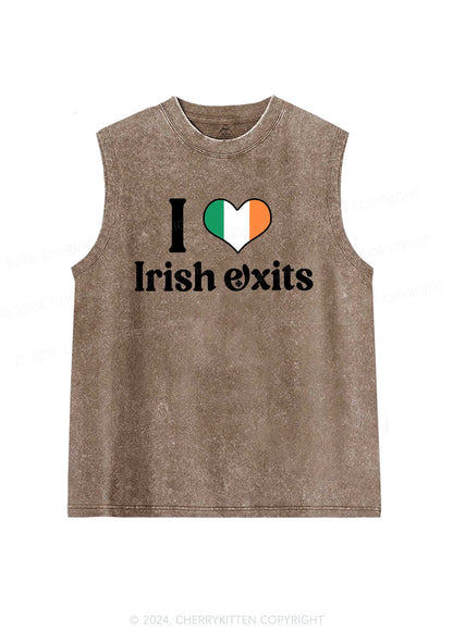 I Love Irish Exits St Patricks Y2K Washed Tank Cherrykitten