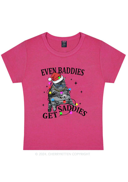 Christmas Baddie Cat Y2K Baby Tee Cherrykitten