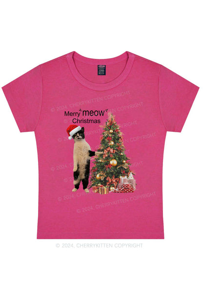 Christmas Merry Meow Y2K Baby Tee Cherrykitten