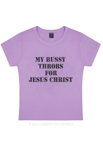 Curvy Throb For Jesus Y2K Baby Tee Cherrykitten