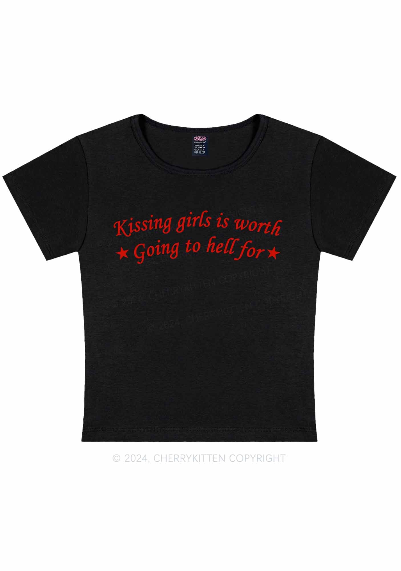 Curvy Kissing Girls is Worth Y2K Baby Tee Cherrykitten