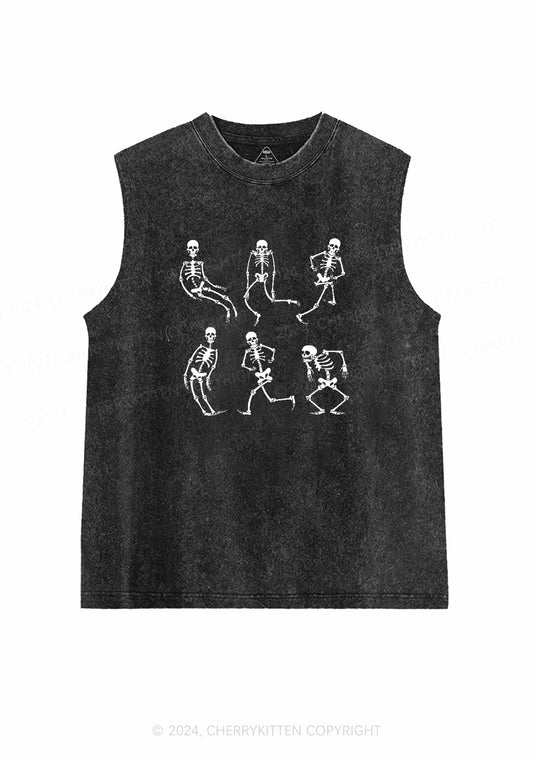 Halloween Skeletons Party Y2K Washed Tank Cherrykitten