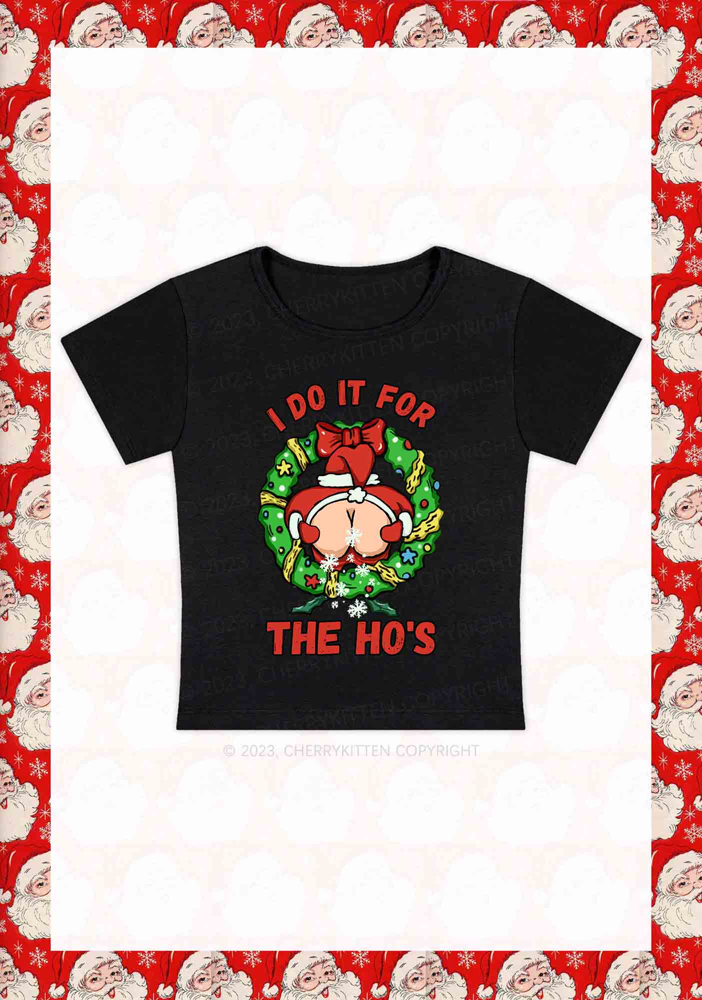 I Do It For The Christmas Wreath Y2K Baby Tee Cherrykitten