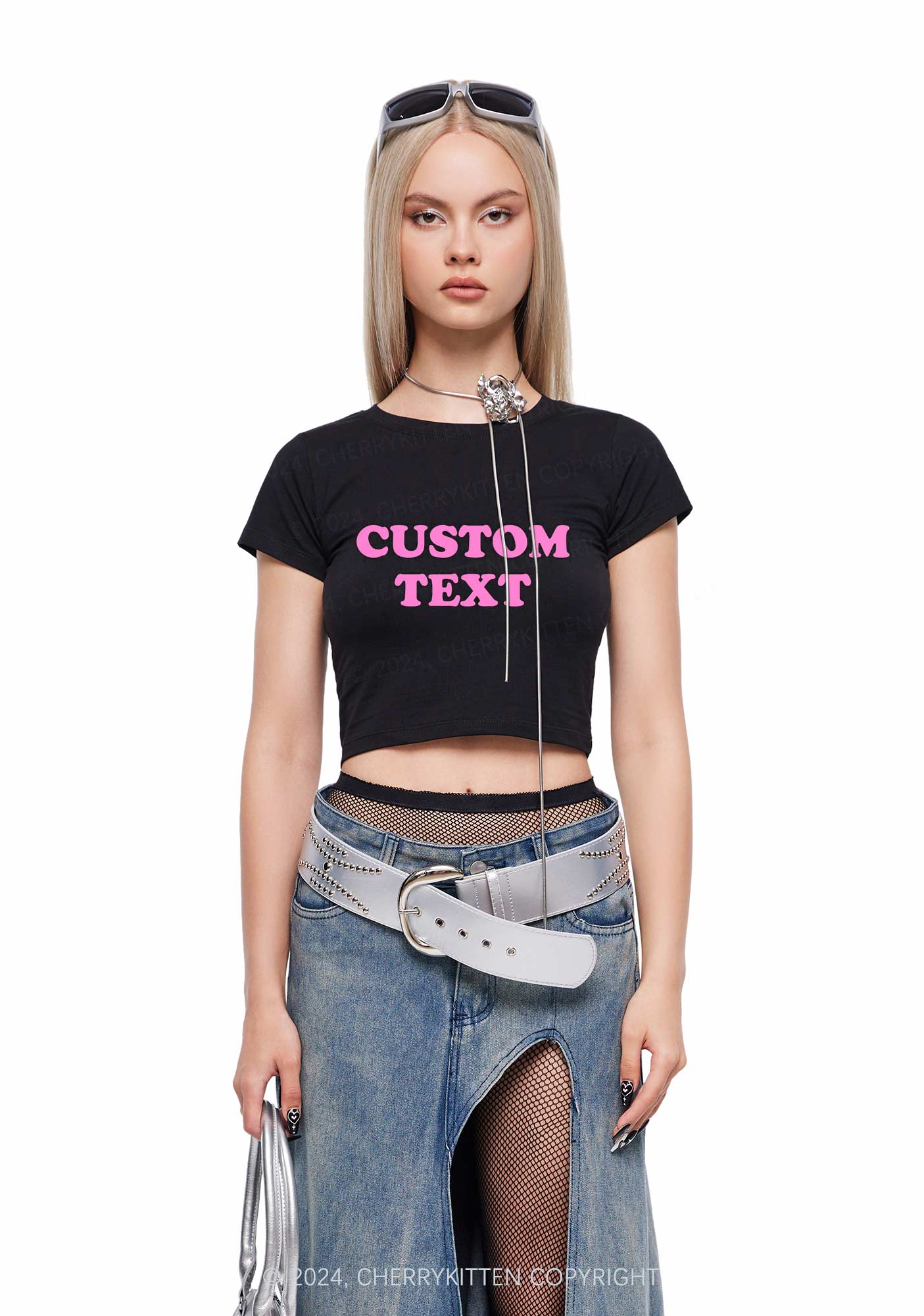 Custom Personalized Text Y2K Baby Tee