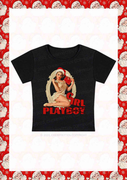 Girl Play Not Boy Christmas Y2K Baby Tee Cherrykitten