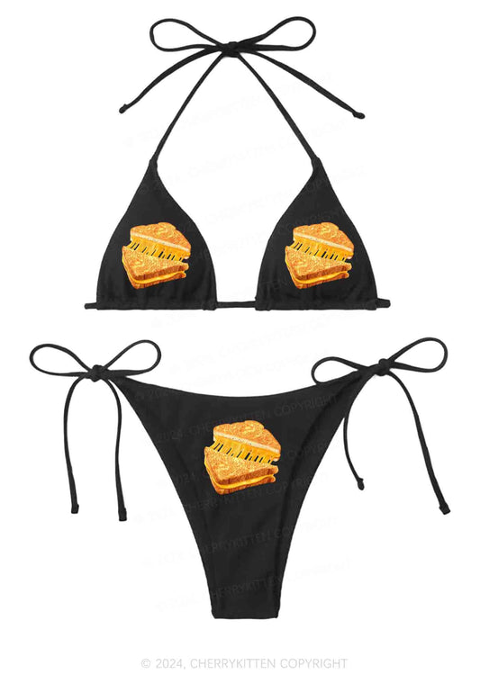 Cheese Toast Y2K Halter Triangle Bikini Set Cherrykitten