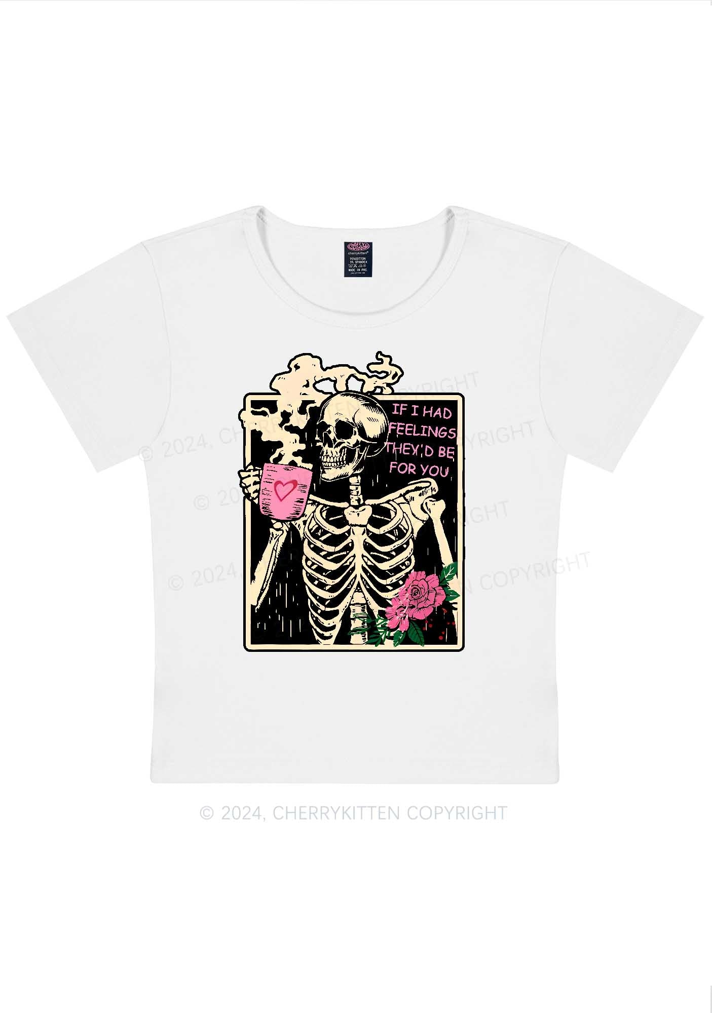 Skeleton Had Feelings Y2K Valentine's Day Baby Tee Cherrykitten