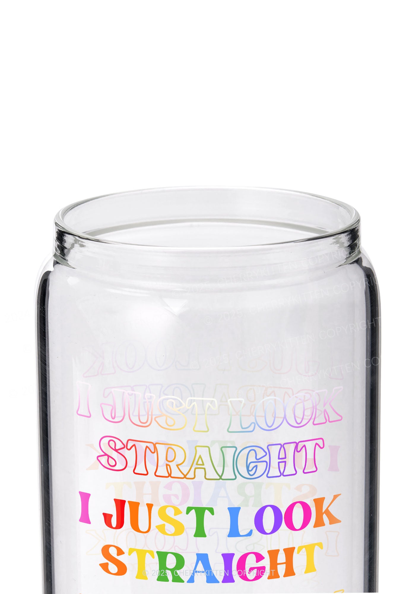 I Just Look Straight Y2K Printed Glass Cup Cherrykitten