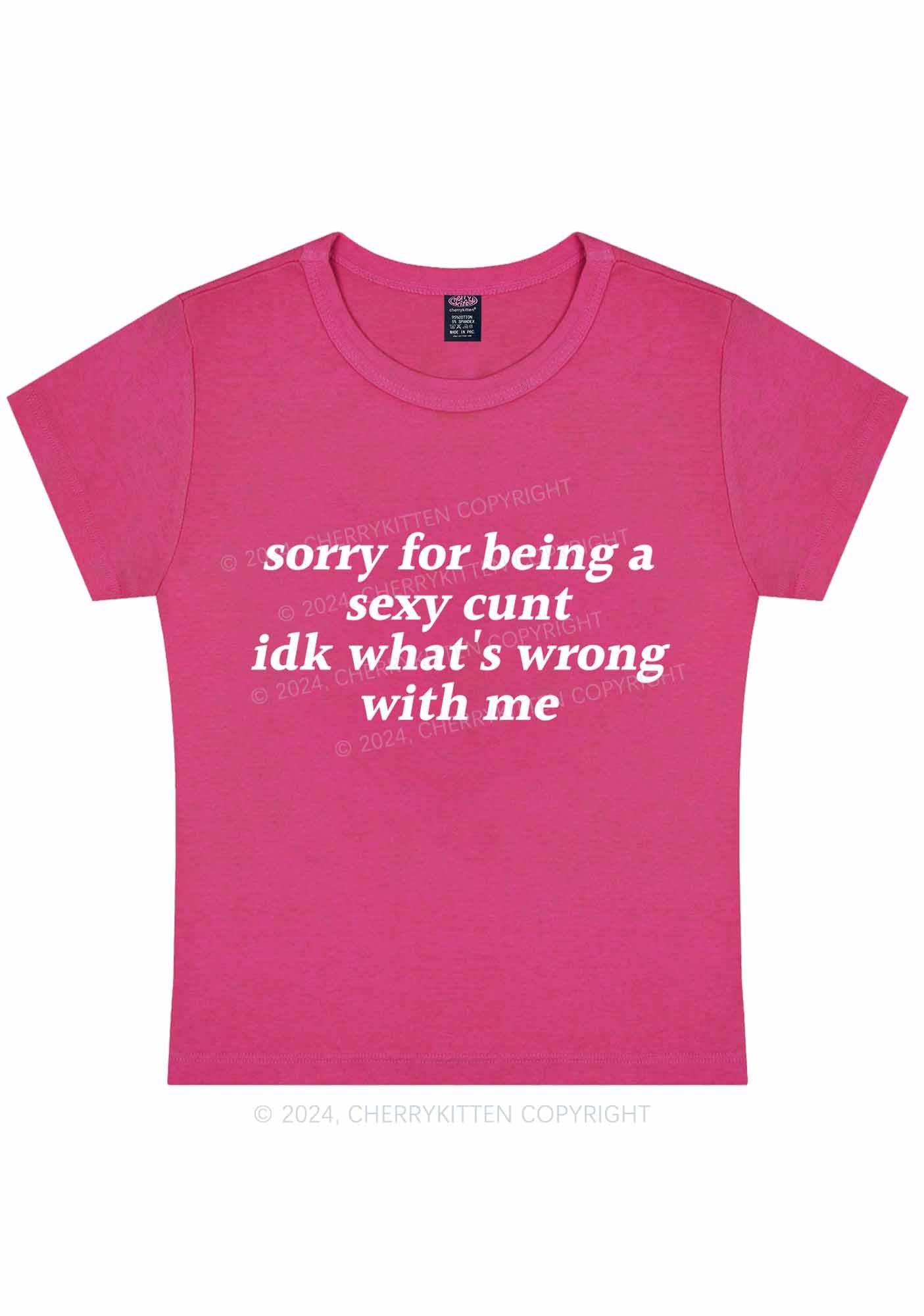 Sorry For Being Cxxt Y2K Baby Tee Cherrykitten