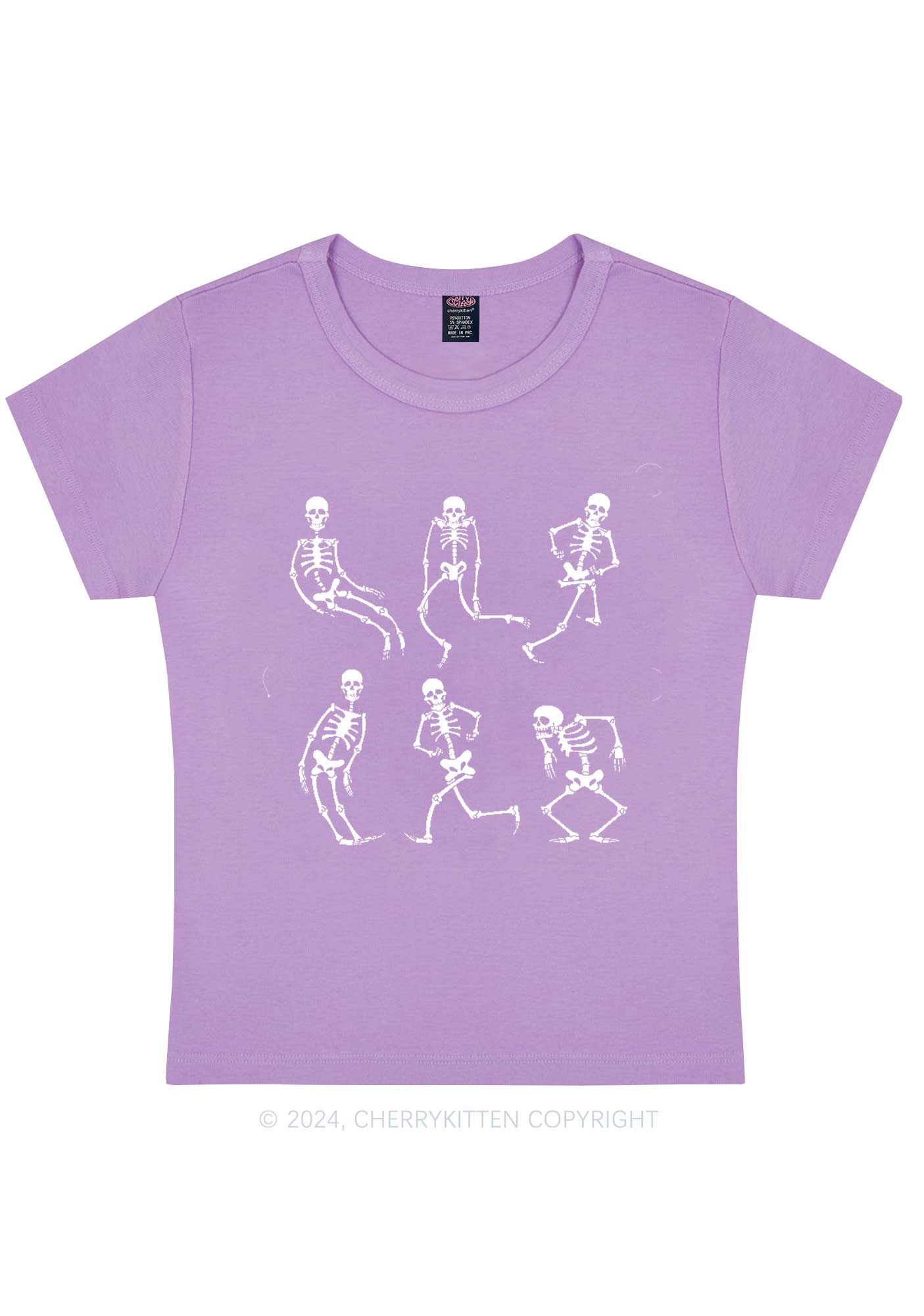 Halloween Skeletons Party Y2K Baby Tee Cherrykitten