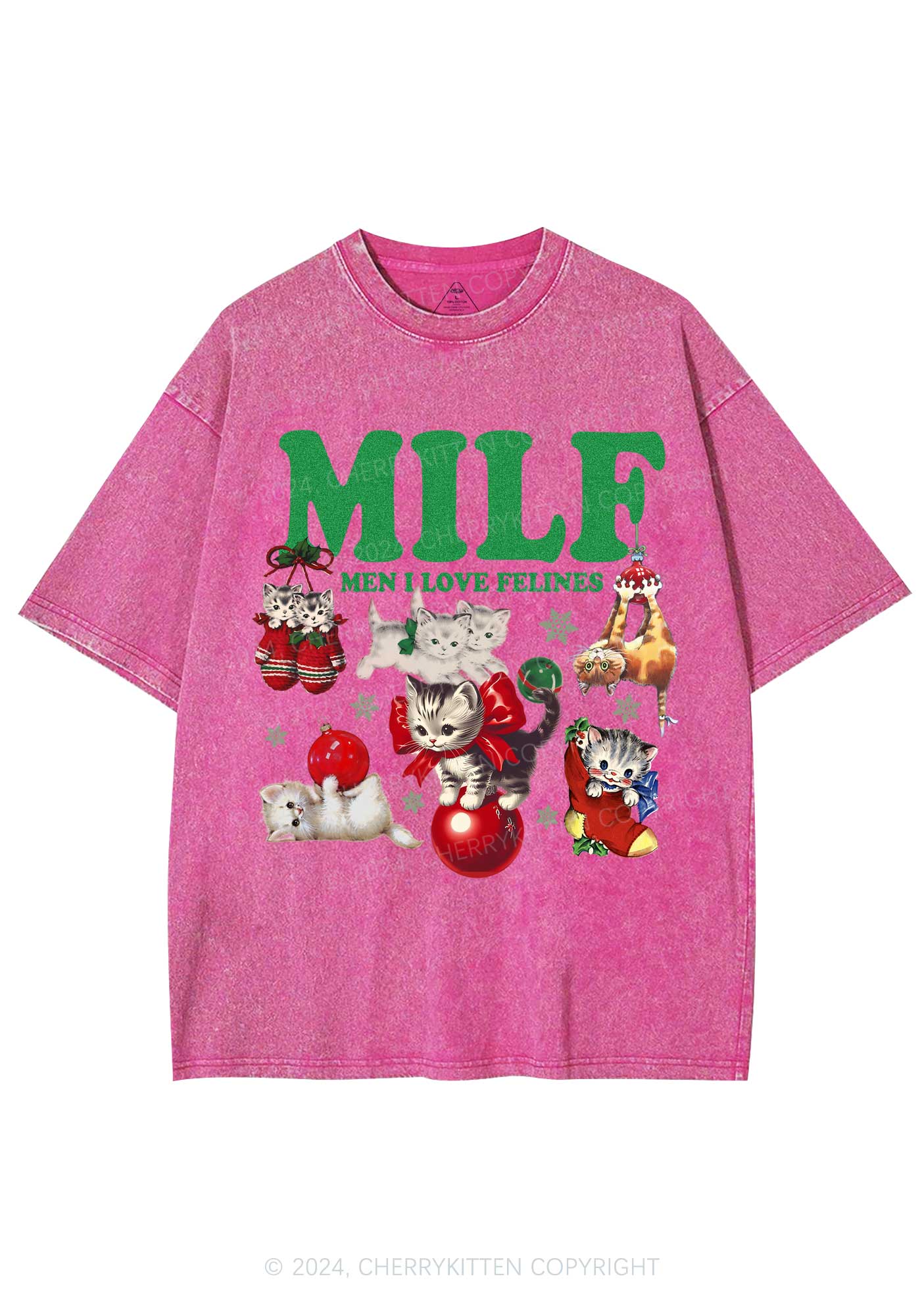 Christmas Cat Mxxf Y2K Washed Tee Cherrykitten