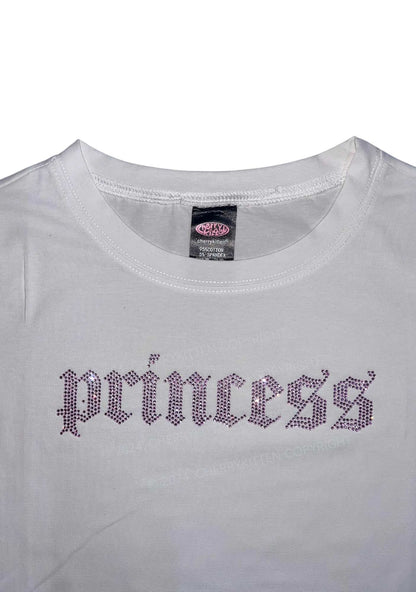 Rhinestone Princess Y2K Baby Tee Cherrykitten