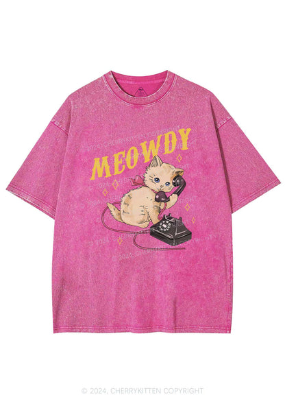 Meowdy Kitten Y2K Washed Tee Cherrykitten