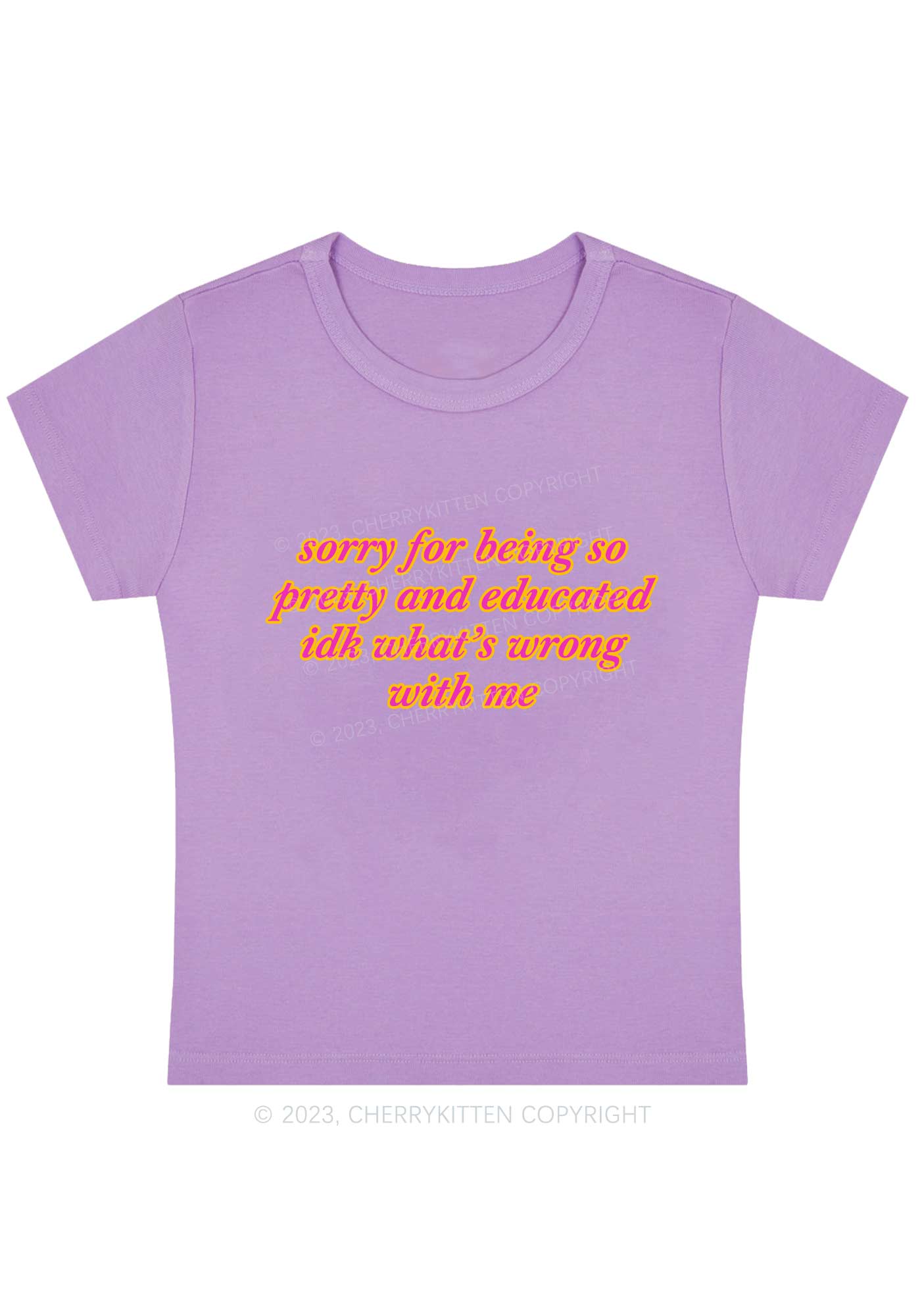 Curvy Sorry For Being So Pretty And Educated Y2K Baby Tee Cherrykitten