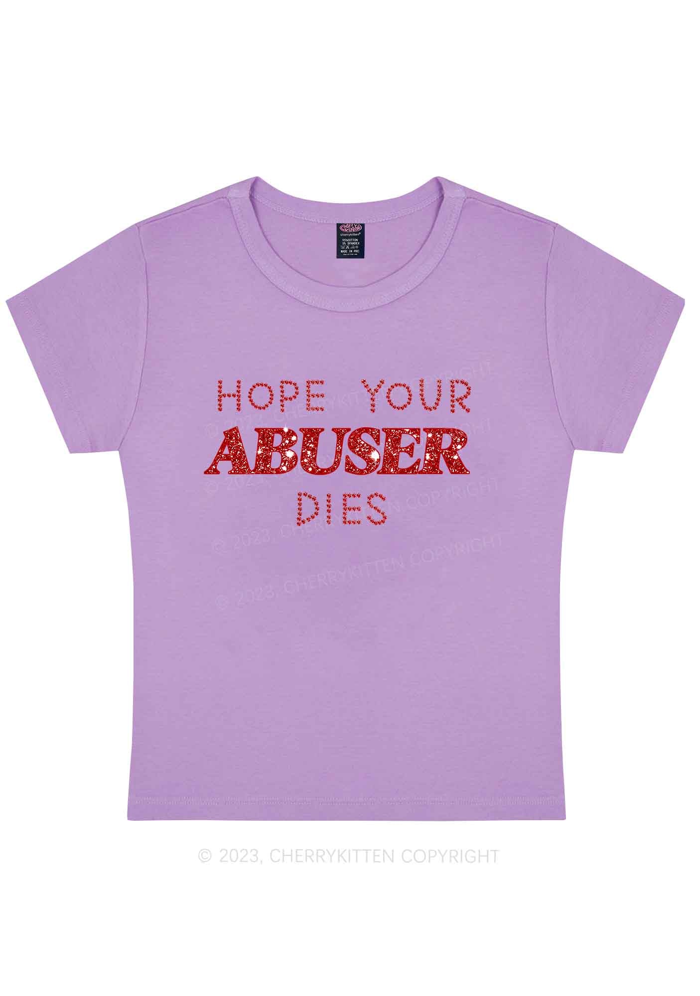 Curvy Hope Your Abuser Dies Y2K Baby Tee Cherrykitten