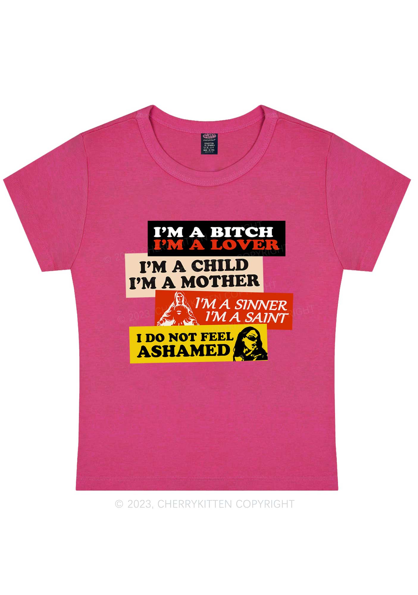 Curvy Don't Ashamed Y2K Baby Tee Cherrykitten