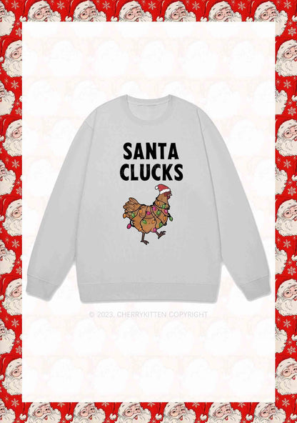 Santa Hat Clucks Christmas Y2K Sweatshirt Cherrykitten