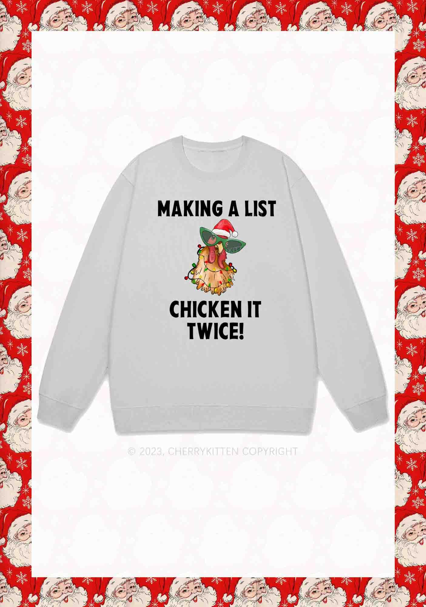 Chicken It Twice Christmas Y2K Sweatshirt Cherrykitten