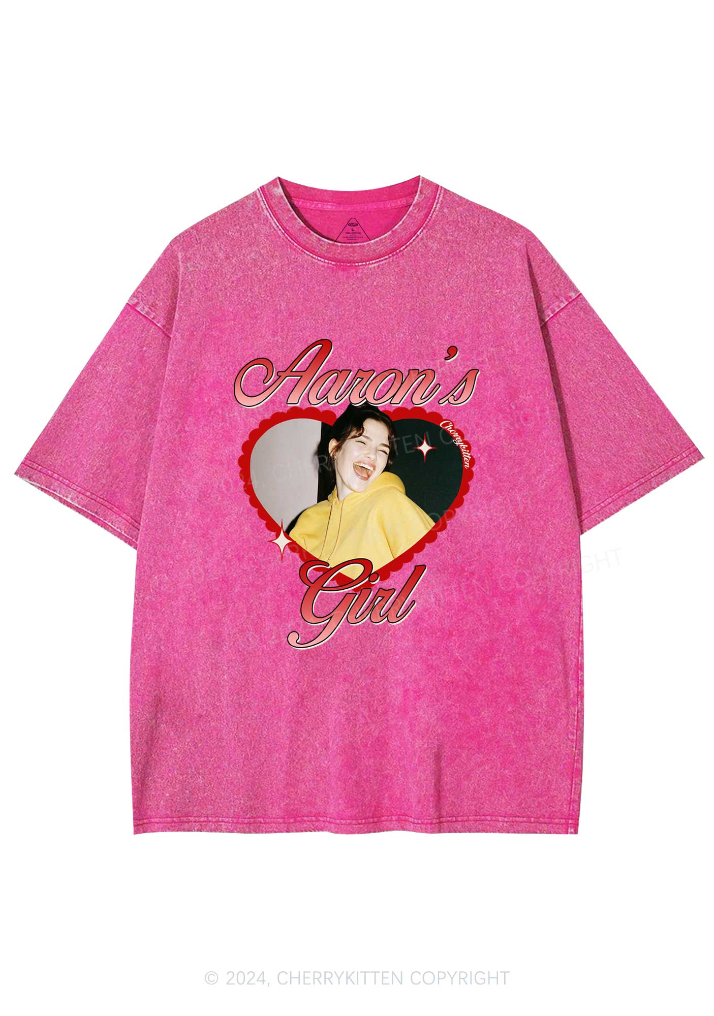 Custom Aarons Girl Y2K Valentine's Day Washed Tee Cherrykitten