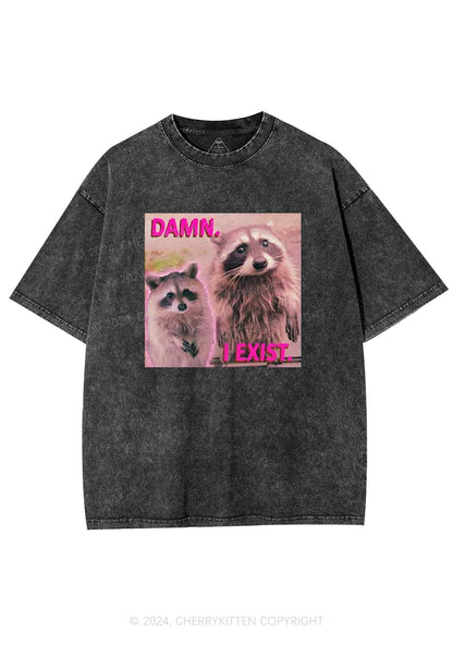 Raccoon I Exist Y2K Washed Tee Cherrykitten