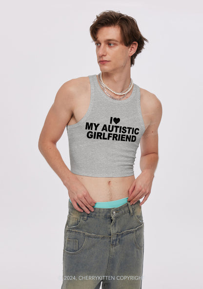 I Love My Autistic GF Y2K Valentine's Day Crop Tank Top Cherrykitten