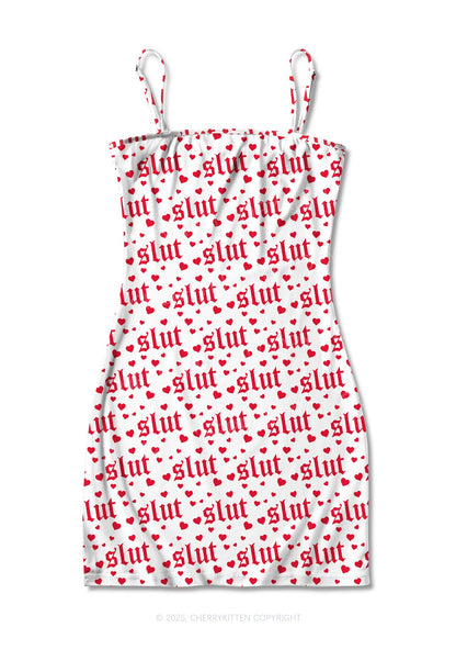 Slxt Red Heart Y2K Print Slip Dress Cherrykitten