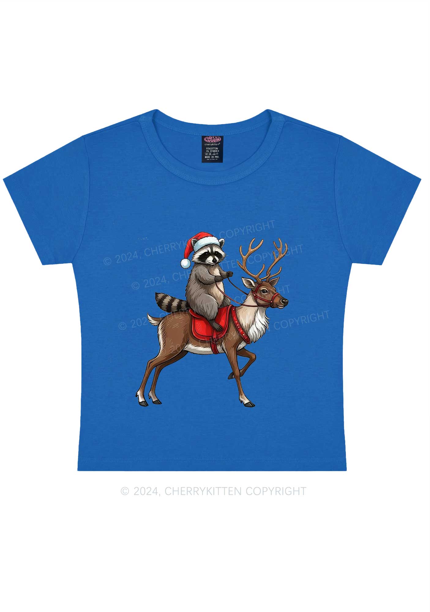 Christmas Feral Raccoon Y2K Baby Tee Cherrykitten