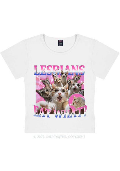 Lesbians Eat What Cat Y2K Baby Tee Cherrykitten