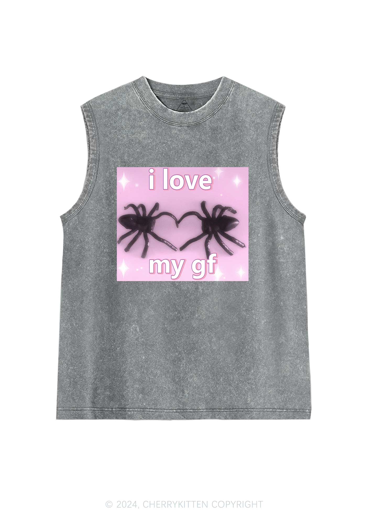 Love My Spider BF Y2K Valentine's Day Washed Tank Cherrykitten