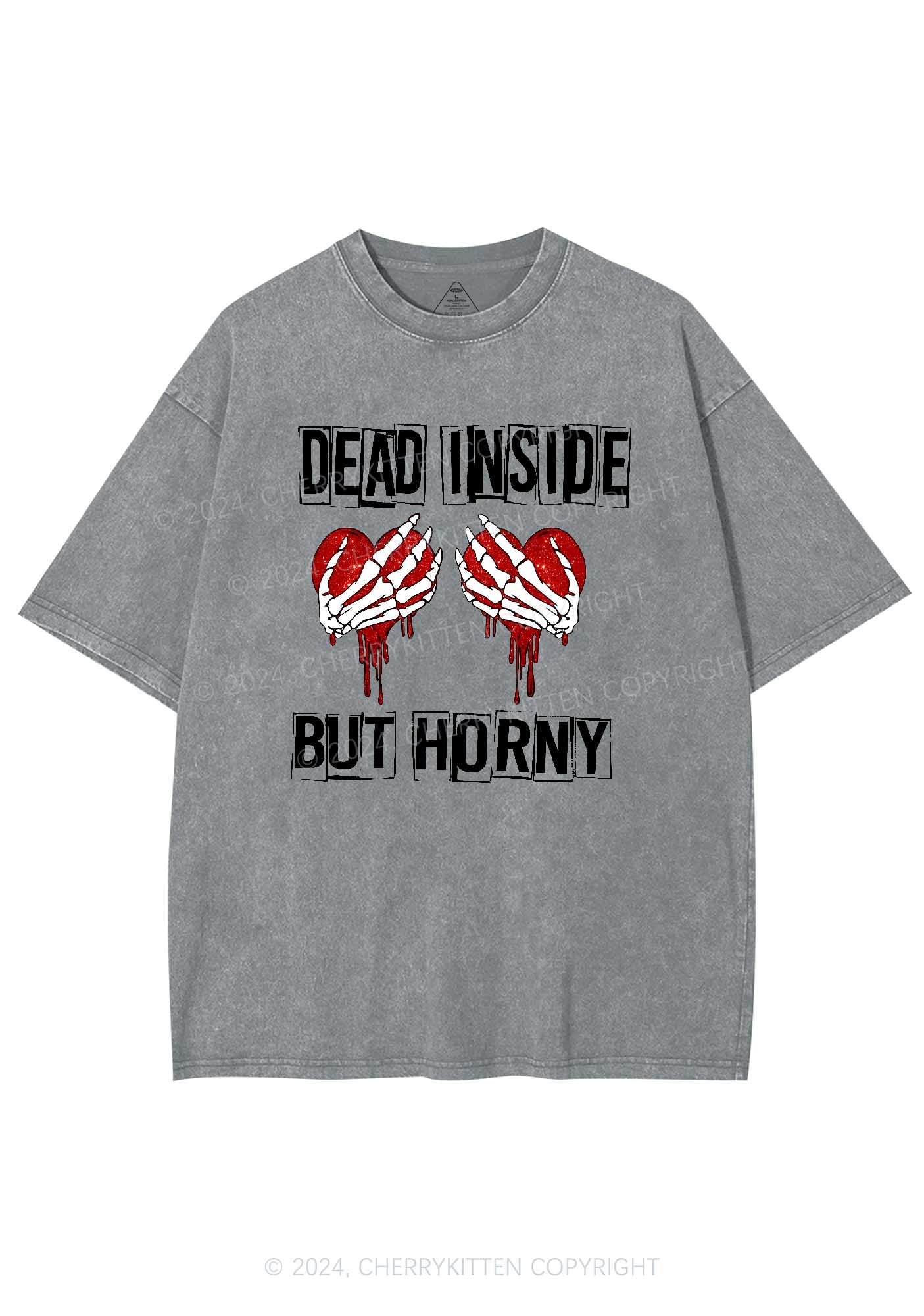 Dead Inside But Hxrny Y2K Valentine's Day Washed Tee Cherrykitten