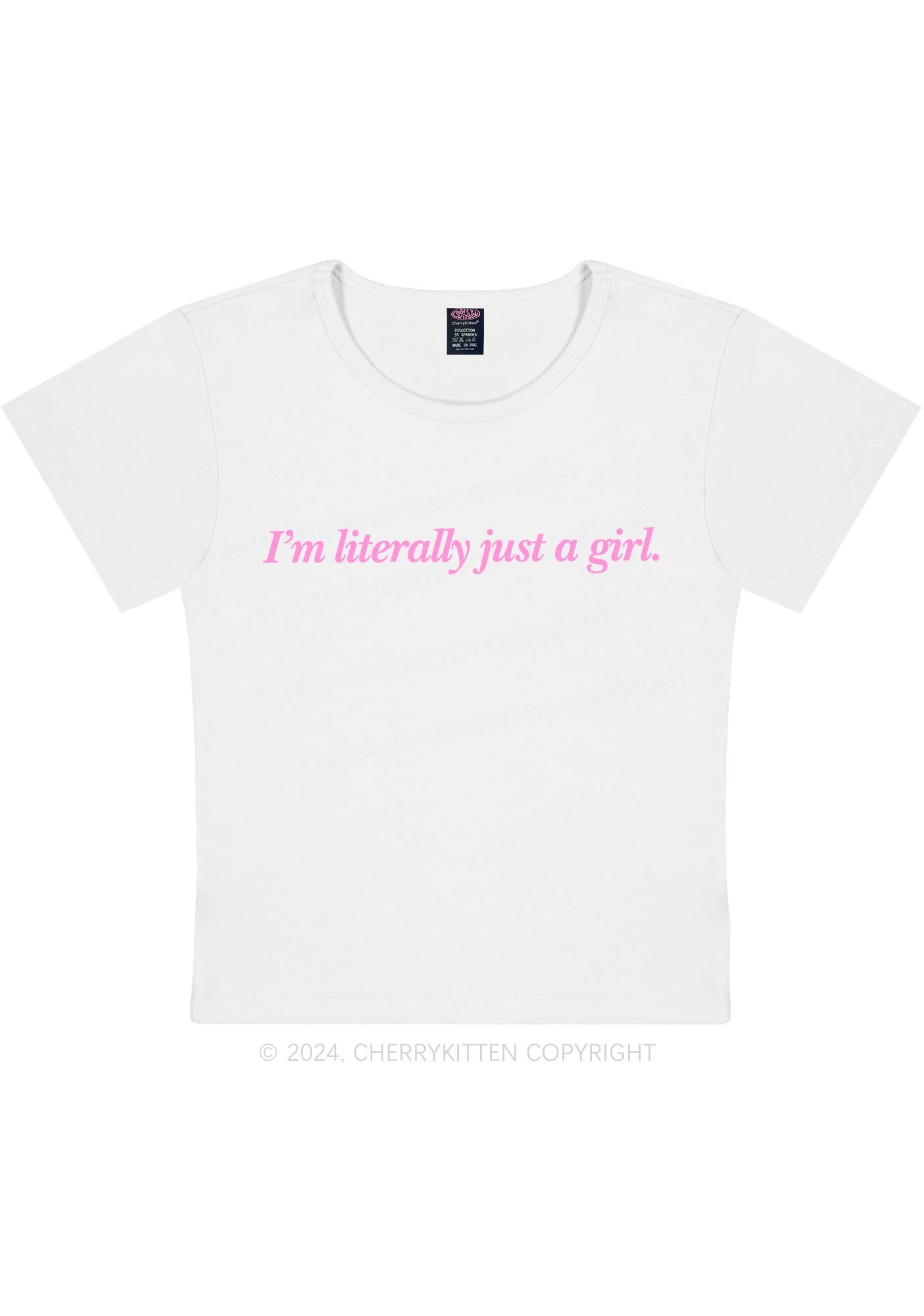 Curvy Literally Just A Girl Y2K Baby Tee Cherrykitten