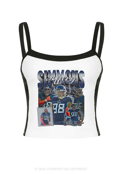 Blue JS Y2K Super Bowl Color Block Crop Cami Top Cherrykitten