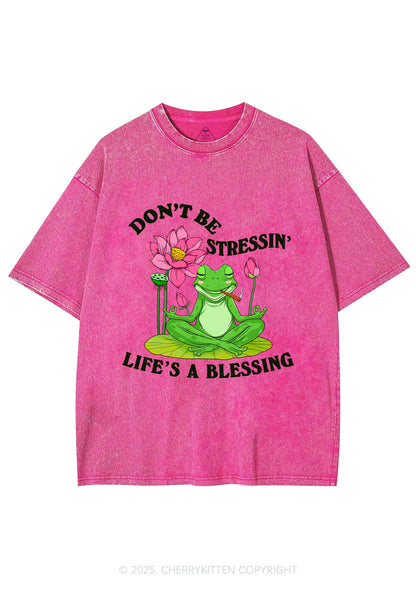 Dont Be Stressin Frog Y2K Washed Tee Cherrykitten